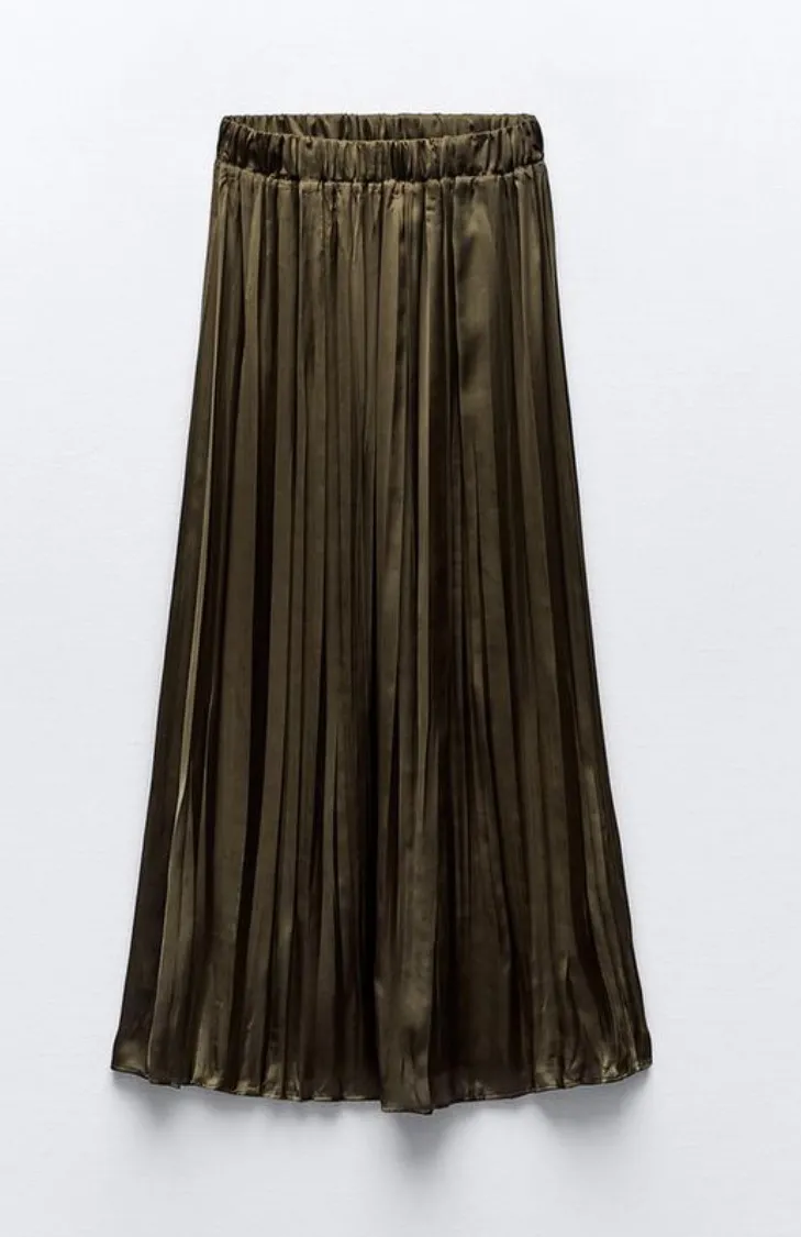 Satin Green Midi Skirt