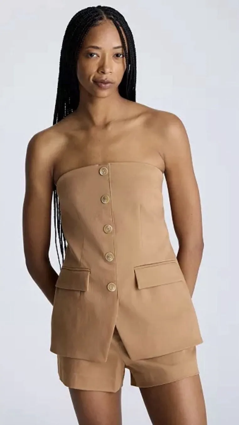 Kenneth Cole Women's Strapless Vest Bustier Size Medium Tan
