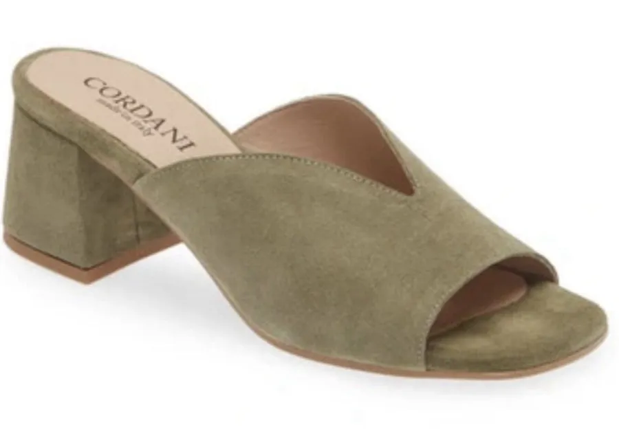 Cordani Pollie Shoes Slide Heeled Sandal Ivy Green Suede Size 41 US 10