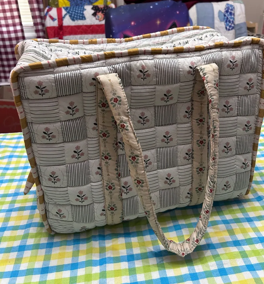 Zara Quilted Floral Zip Top Tote Shoulder Bag Cottagecore