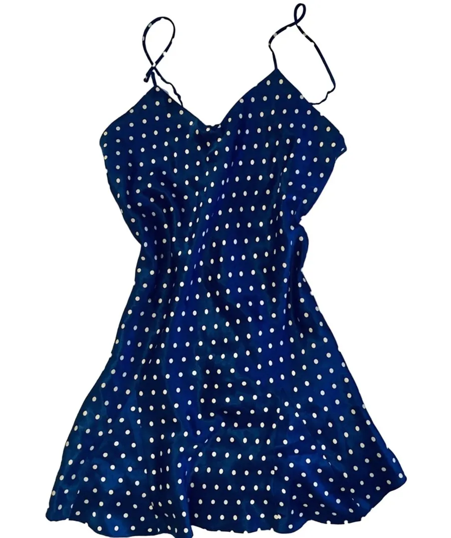 Satin Polka Dot Nightgown Blue