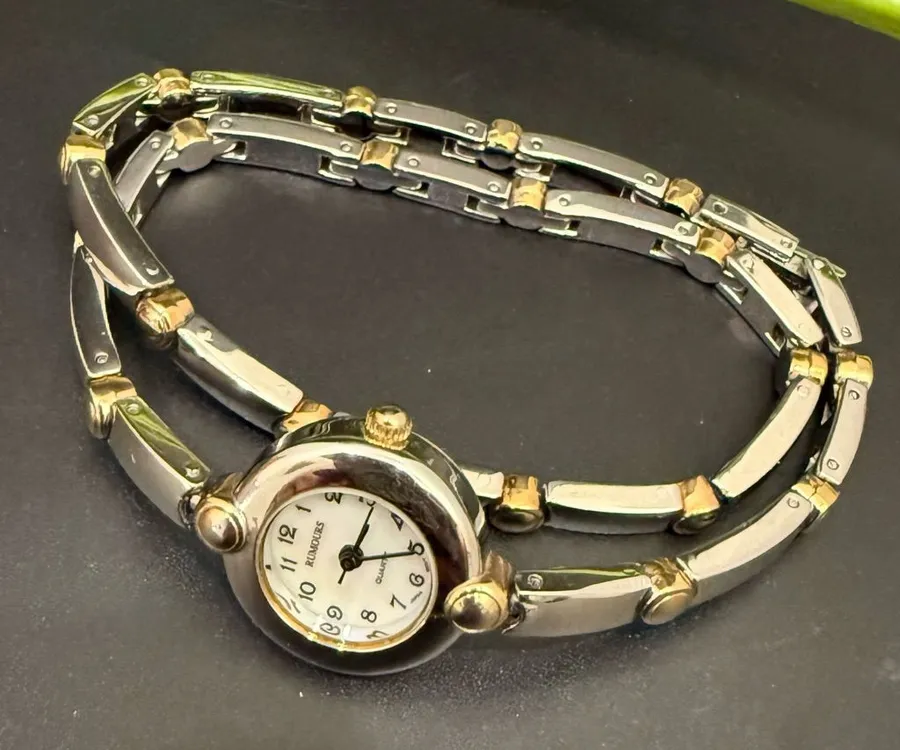 RUMOURS Stainless Steel Back Silver & Gold Double Wrap Link Watch