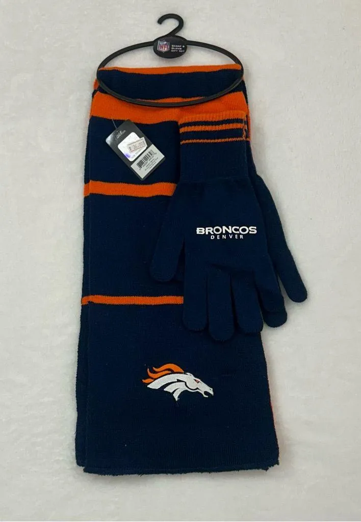 Denver Broncos NFL Football Team Logo Winter Scarf Scarve & Gloves Gift Set