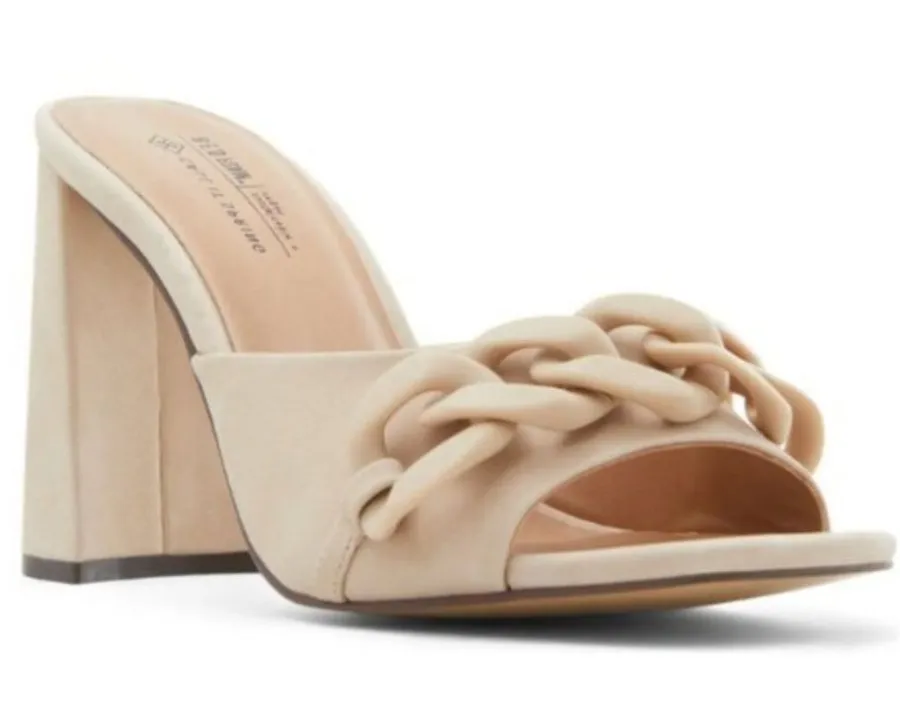 NEW Floraa Chain Block Heel Sandal Bone Beige Color Size 11