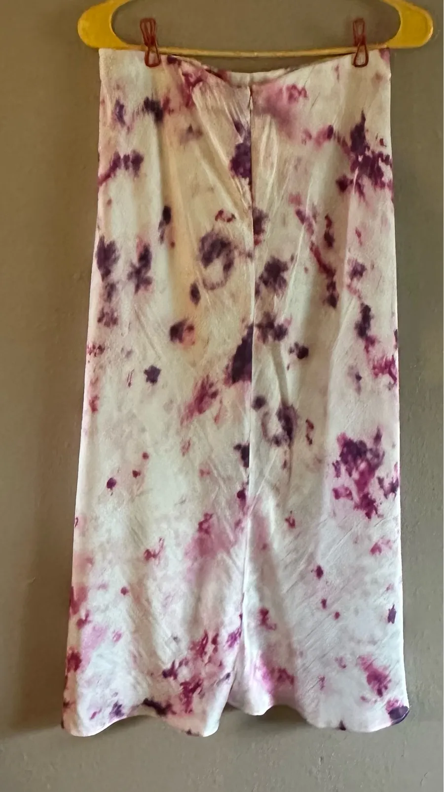 Bardot Kendal Tie Dye Satin Midi Slip Skirt Purple Pink Watercolor Bias Cut M 8