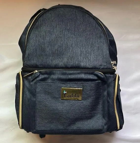 Lublu Denim Diaper Bag Blue EUC
