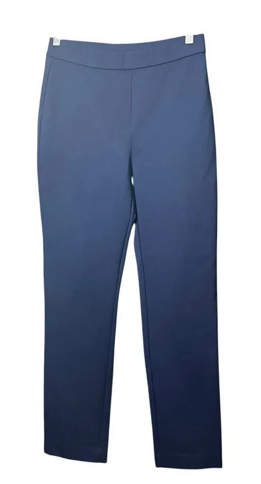 Susan Graver Straight Leg Pull On Dress Pants Navy XS