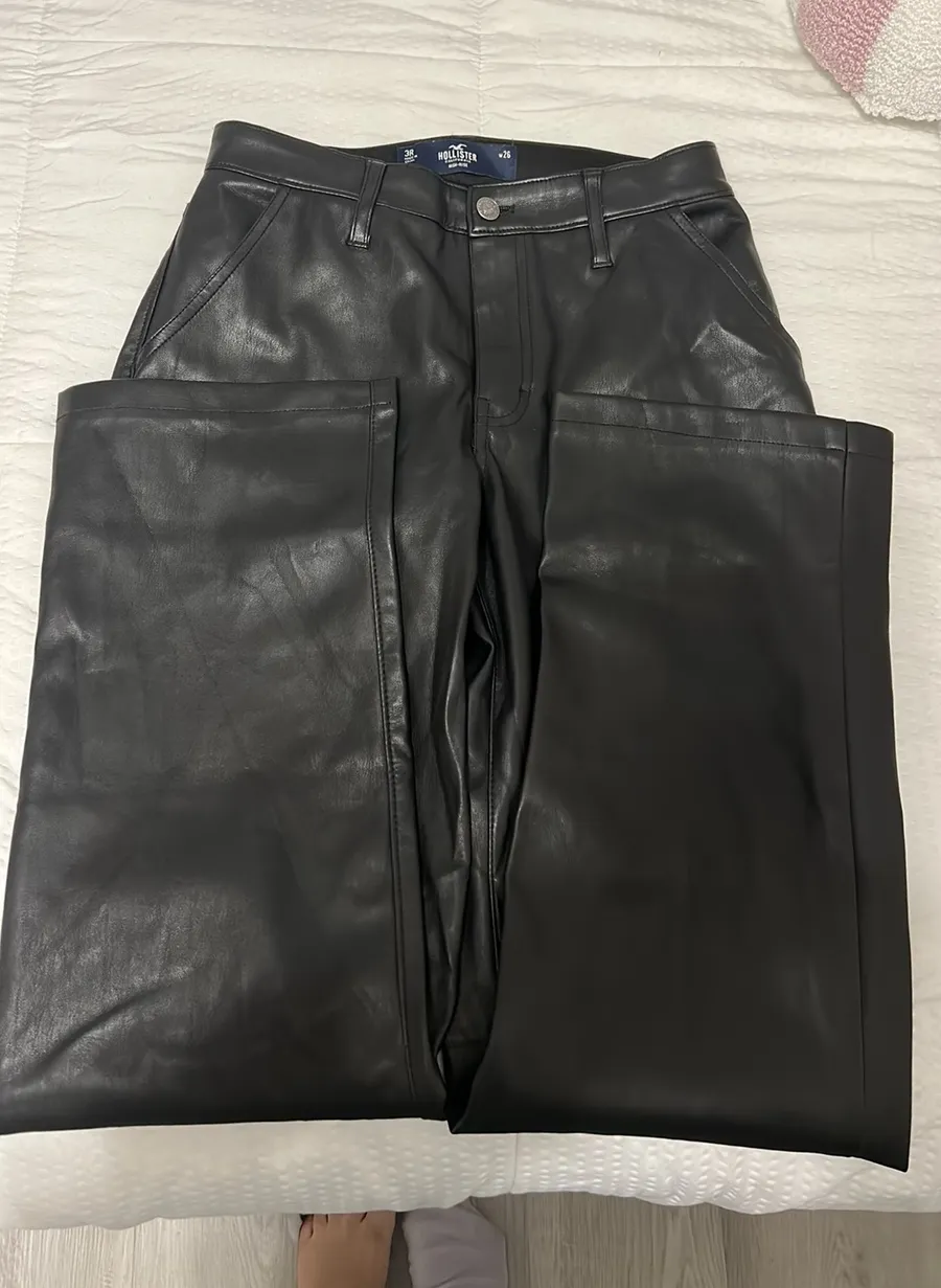 Wide leg leather pants