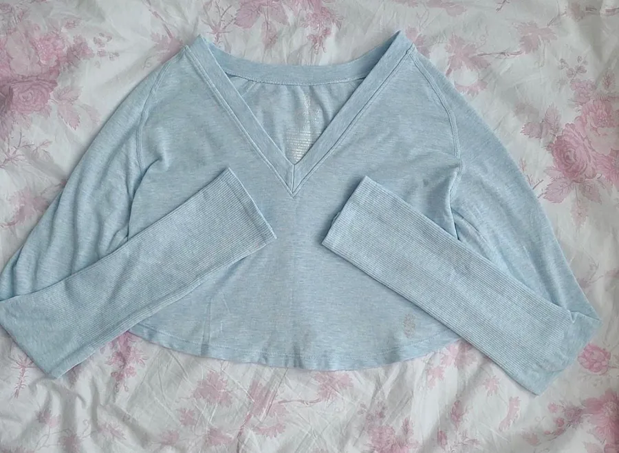 Free People Movement Too Good Layer Tee Long Sleeve Blue Heather Glow Size XS/S