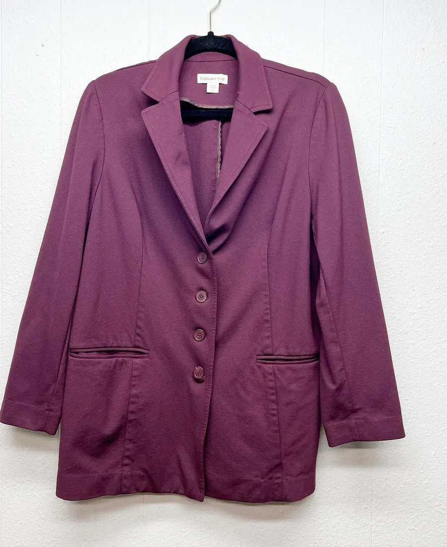 Coldwater Creek Burgundy Blazer Jacket Womens 16 Corpcore Business Office Career