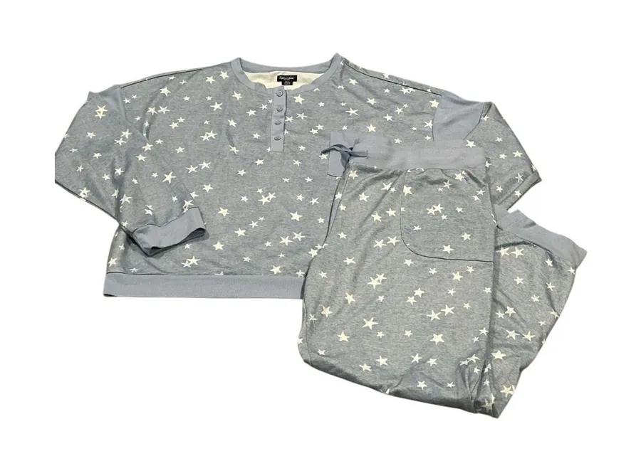 Splendid Women 2-Piece PJ Lounge Set BLUE Stars Drawstring & Pockets Choose XXL