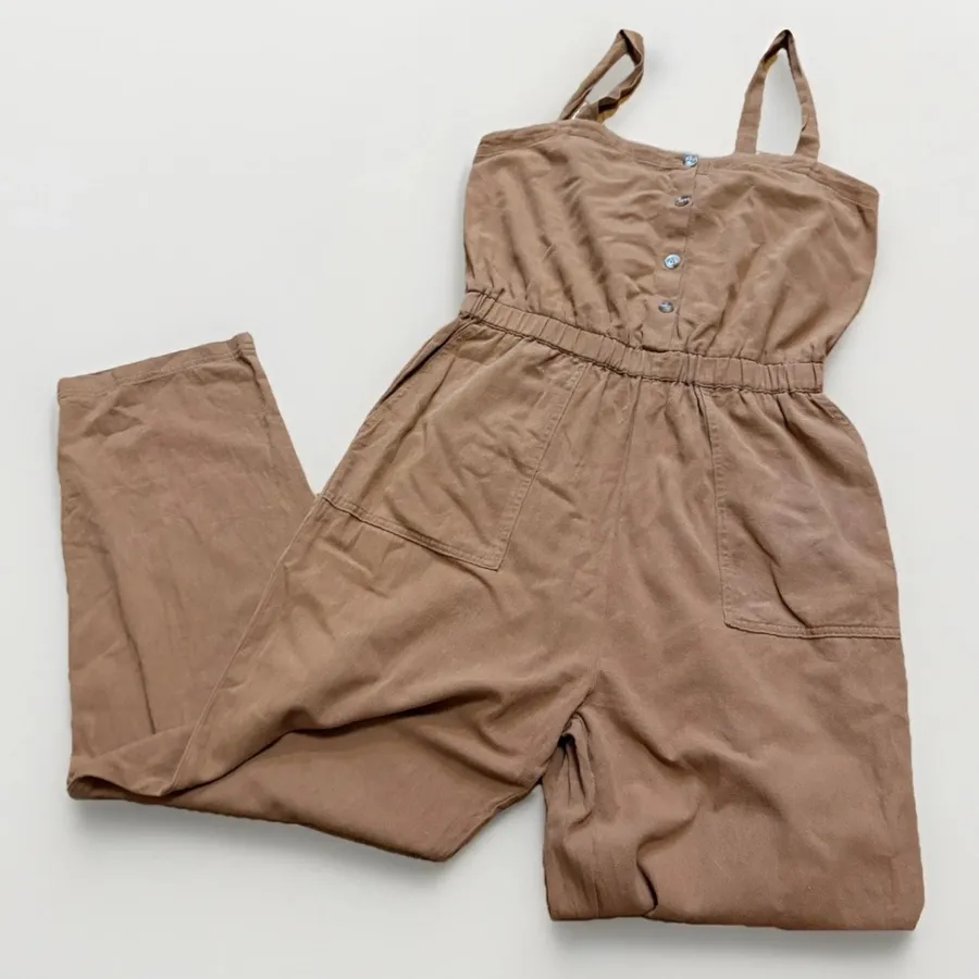 Ee:some Romper Jumpsuit Brown Women’s M Boho Indie Festival Cottage Hobbit Tan Size M