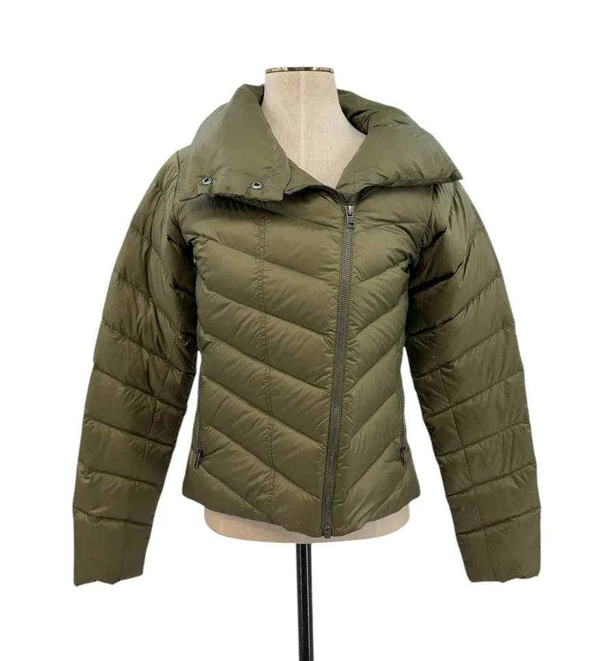 Patagonia Prow Jacket Olive Green Down Puffer Coat Womens Zip Warm Small