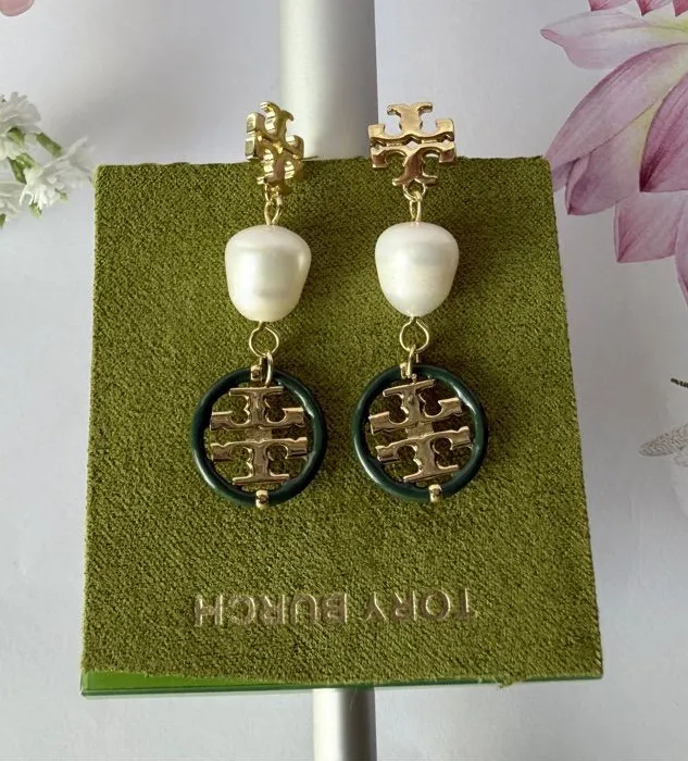 Tory Burch Moondance Pearl Drop Earrings. Gold