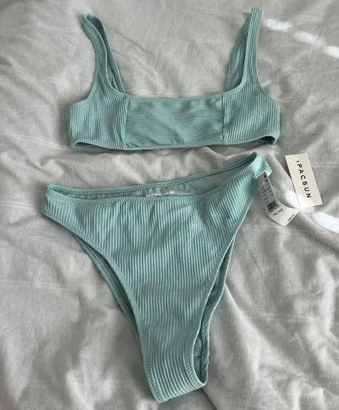 Pacsun ribbed blue bikini set