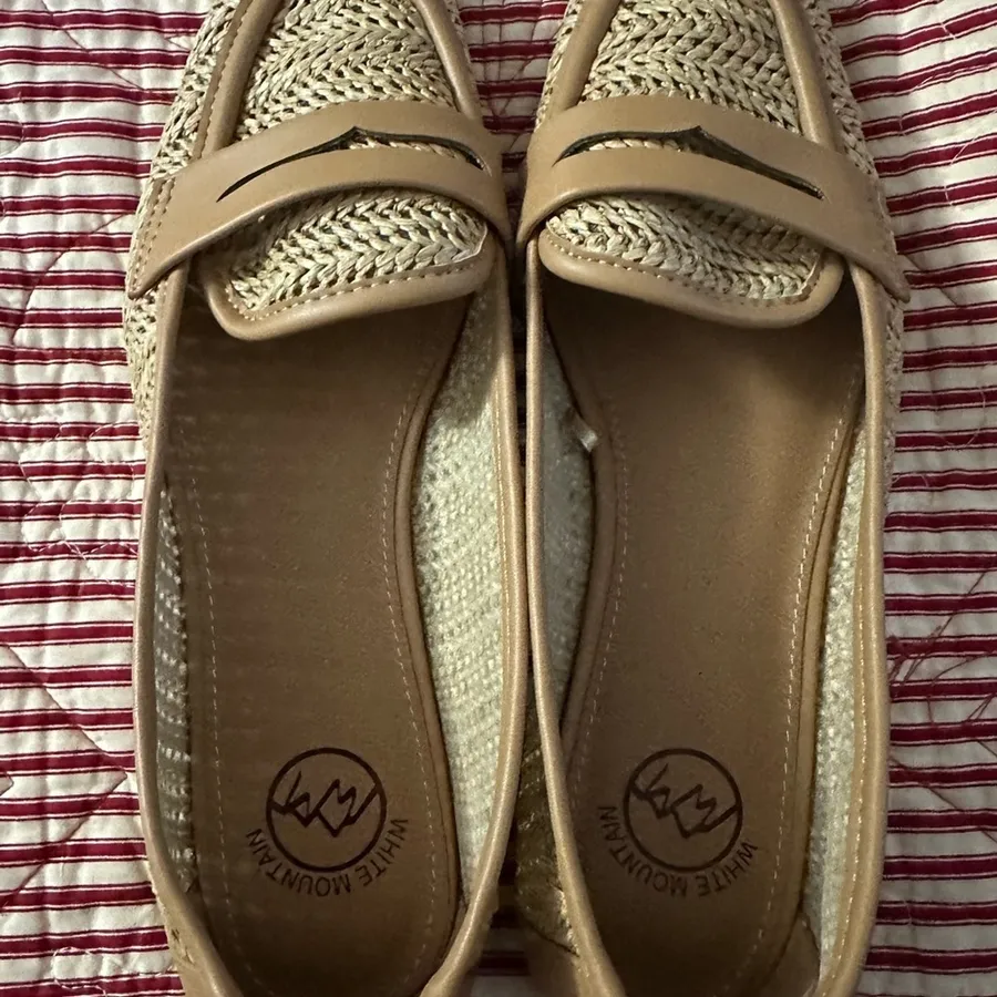White Mountain Tan Flats with Woven Pattern