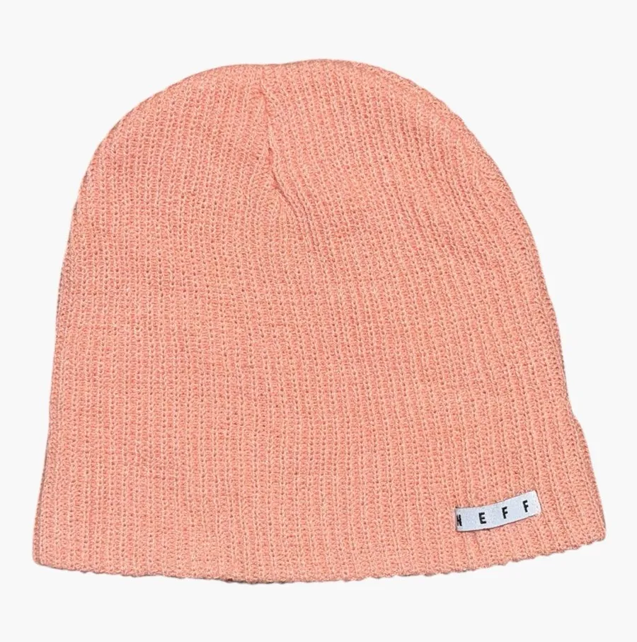 Neff Daily Beanie One Size Peach Coral Ribbed Knit Slouchy Skate Streetwear Hat Pink