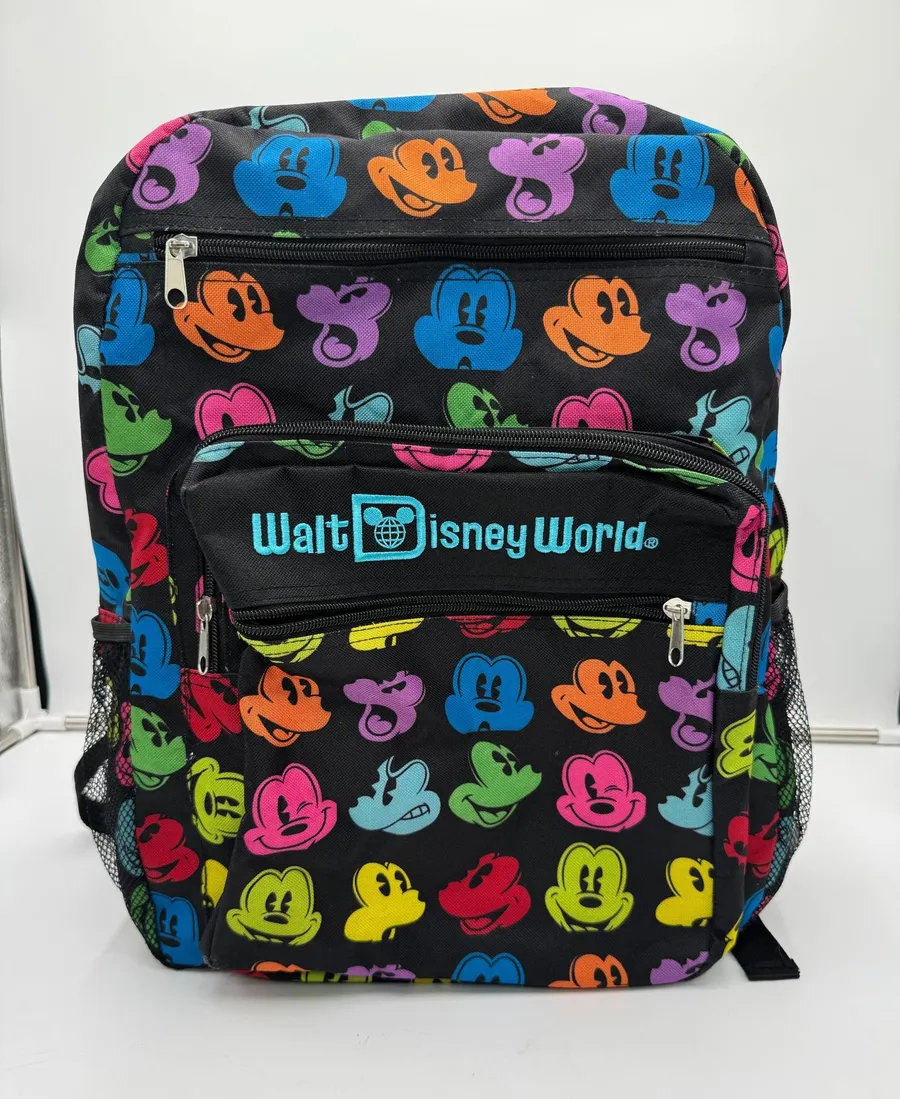 Walt Disney World Mickey Mouse Friends Colorful Character Faces Backpack