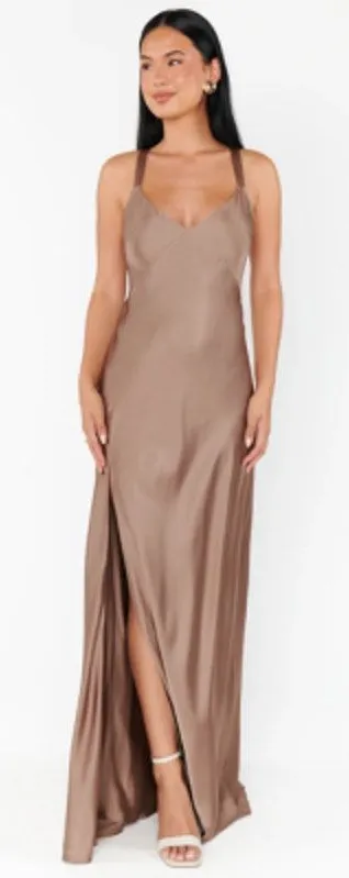 Show Me Your Mumu Anderson Maxi Dress Dune Luxe Satin Champagne Size Small