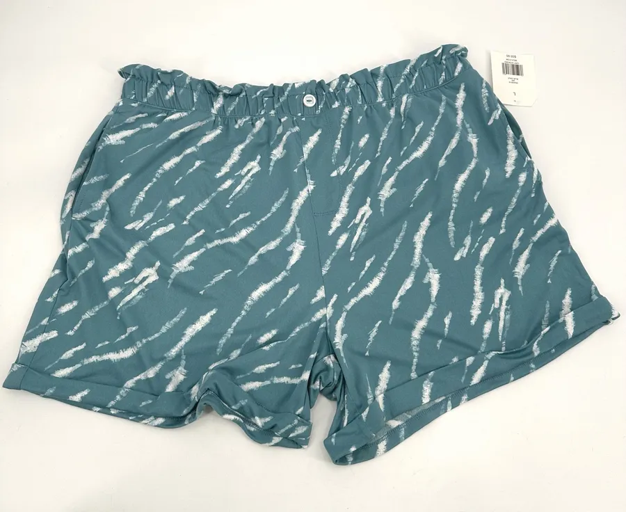 WONDERLY Intimates Pajama Shorts Womens L Pull On Pockets Cuffs NWT Blue Print