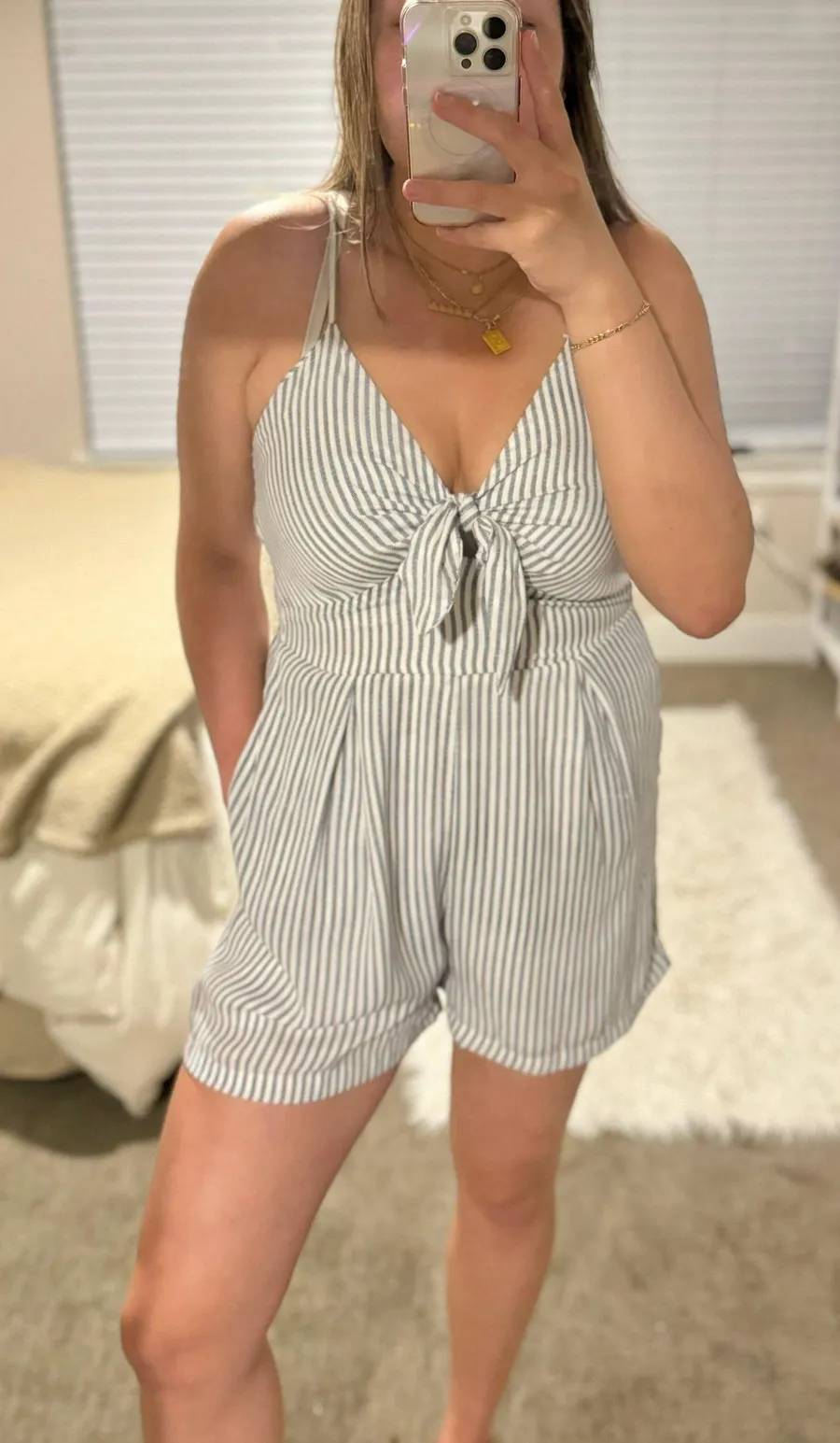 Navy Striped Romper