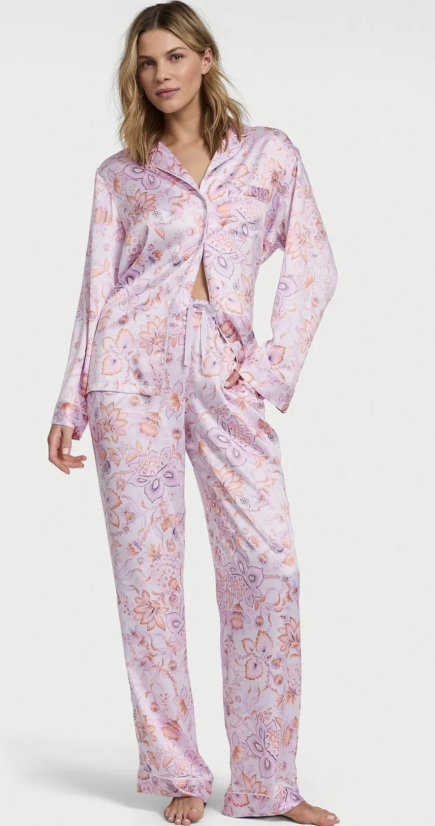 Victoria’s Secret Butterfly Satin Long Pajama Set size XXL