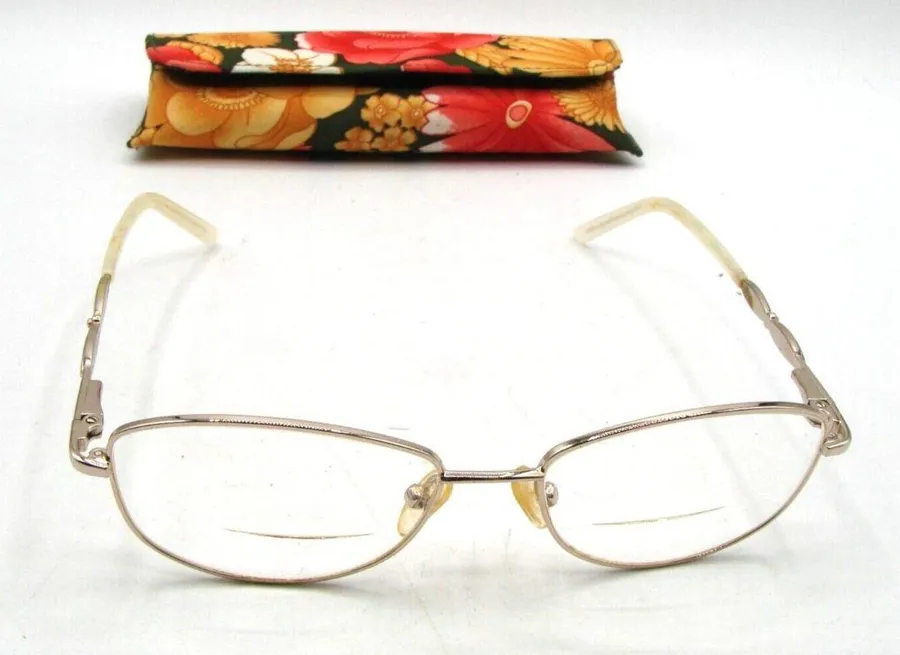 Katelyn Laurene Womens YGold Eyeglass Frames MOP Insets KL6781 w/ Case 52
