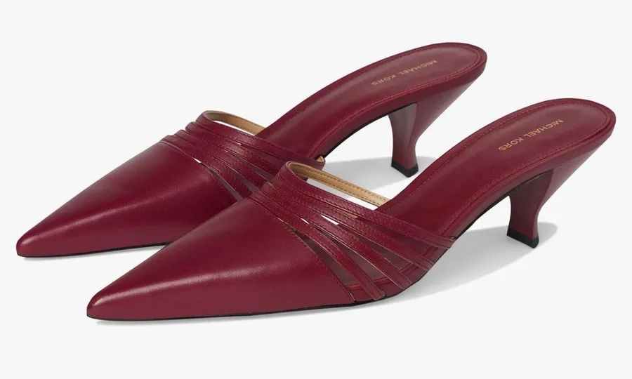 NWOB Michael Kors Women's Haisley LeatherMule Pointed Toe Pumps Burgundy. Size 9