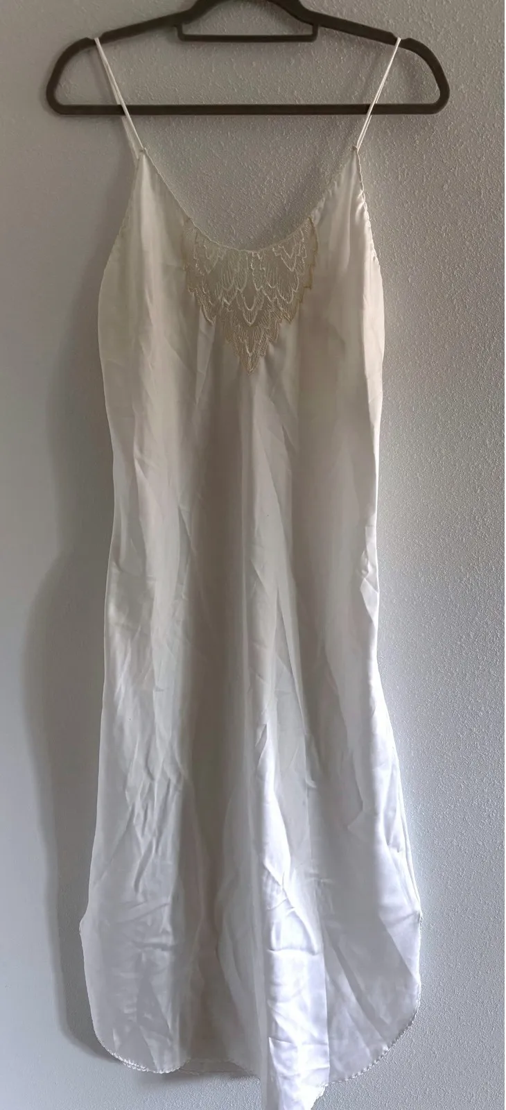 Ralph Montenero for Blanche Slip Nightgown Women Medium Ivory 1960s Vintage Lace White