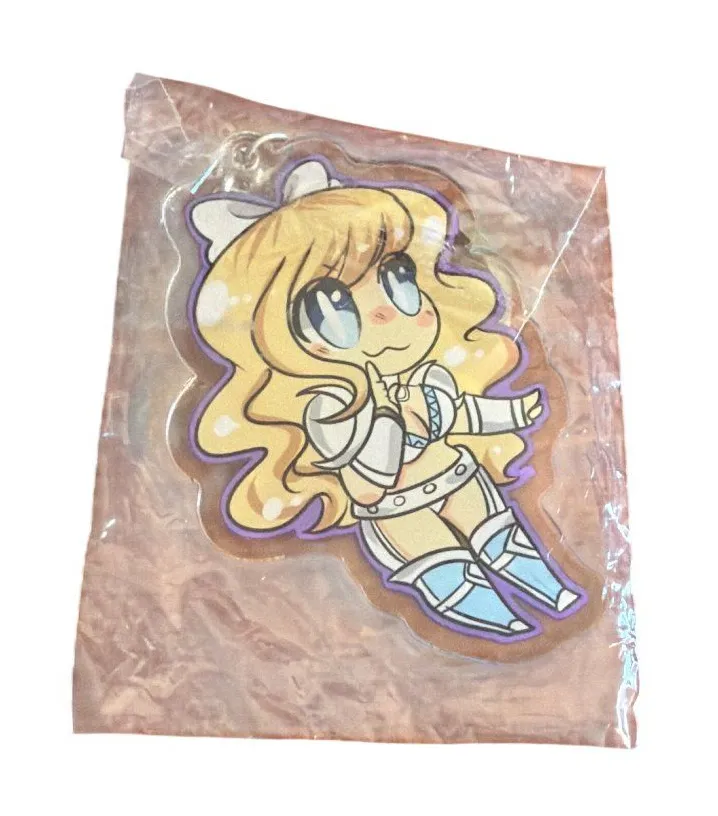 Anime Acrylic Keychain Celes Final Fantasy VI Girl Silver Tone 3" NEW