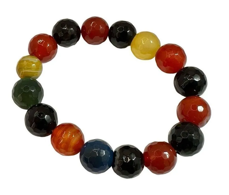 Colorful glass beaded stretchy bracelet