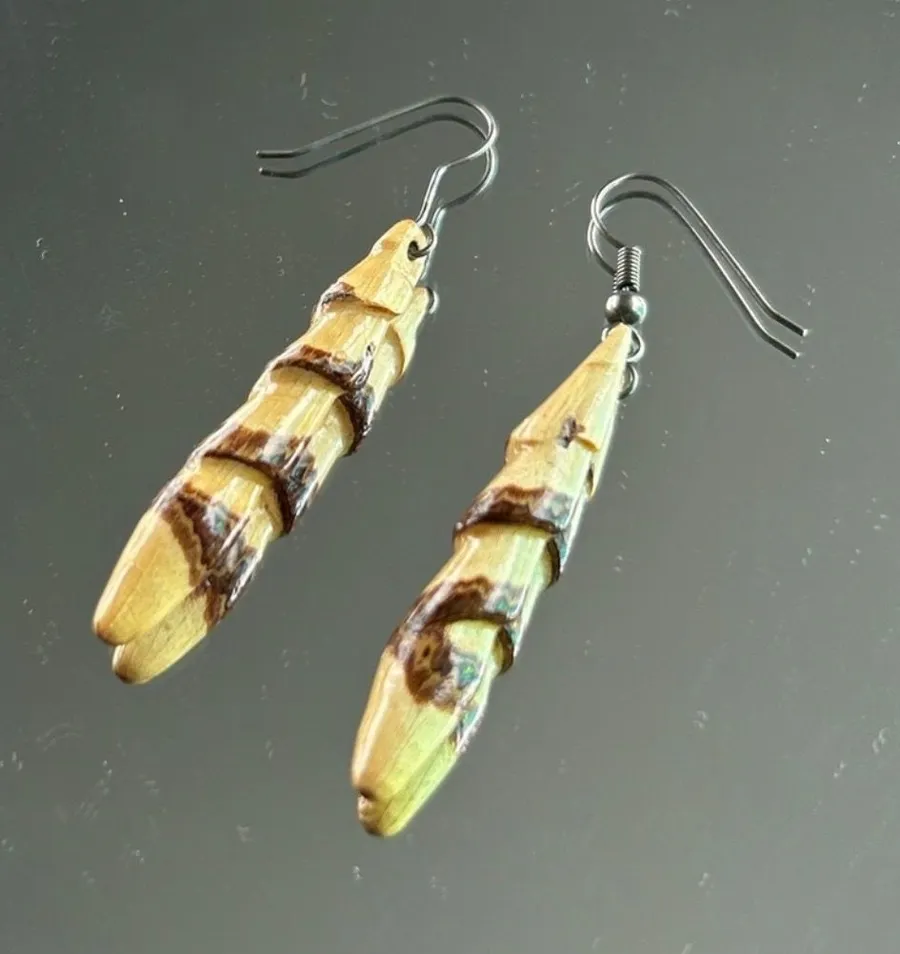 Scallop Design Co. Stainless Steel Wooden Earrings Yellow