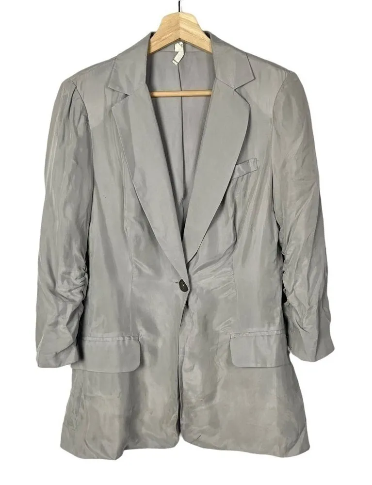 Boutique Willow & Clay Pink Gray Single Button Mid Length Blazer M