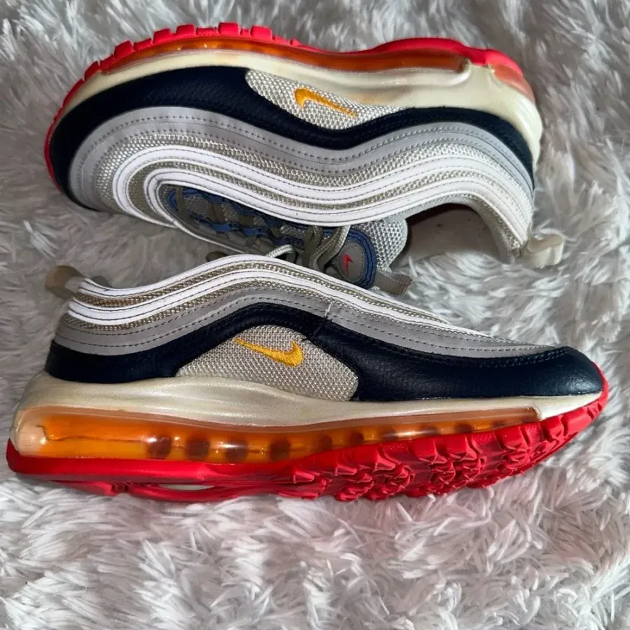 Nike Air Max 97 Platinum Pink Navy Orange Women’s Size 7.0- 921733-015