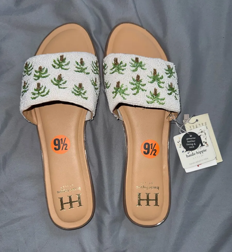 Beaded Palm Tree Sandals Haute Hippie New with Tags Size 9.5