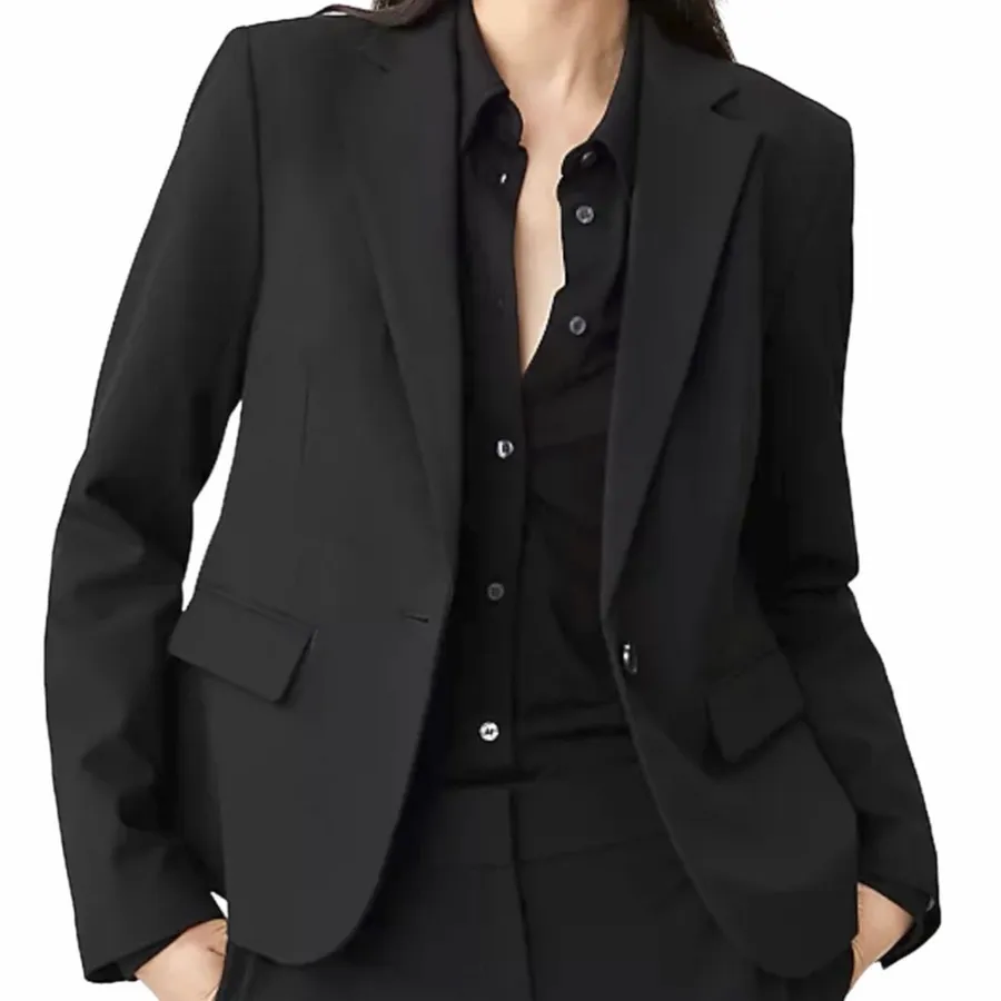 Ann Taylor Black Virgin Wool Blend Blazer Jacket Size 8
