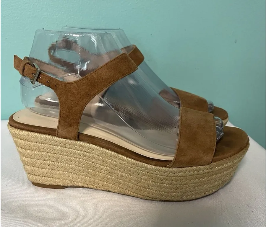 Nine West Women's Espadrille Wedge Dress Sandals Brown Size:7.5 S-684