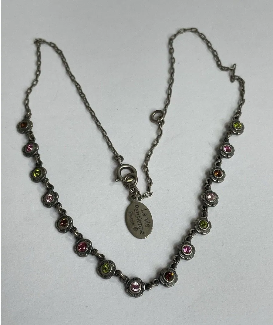 La Vie Parisienne France Flower Station Necklace Multi