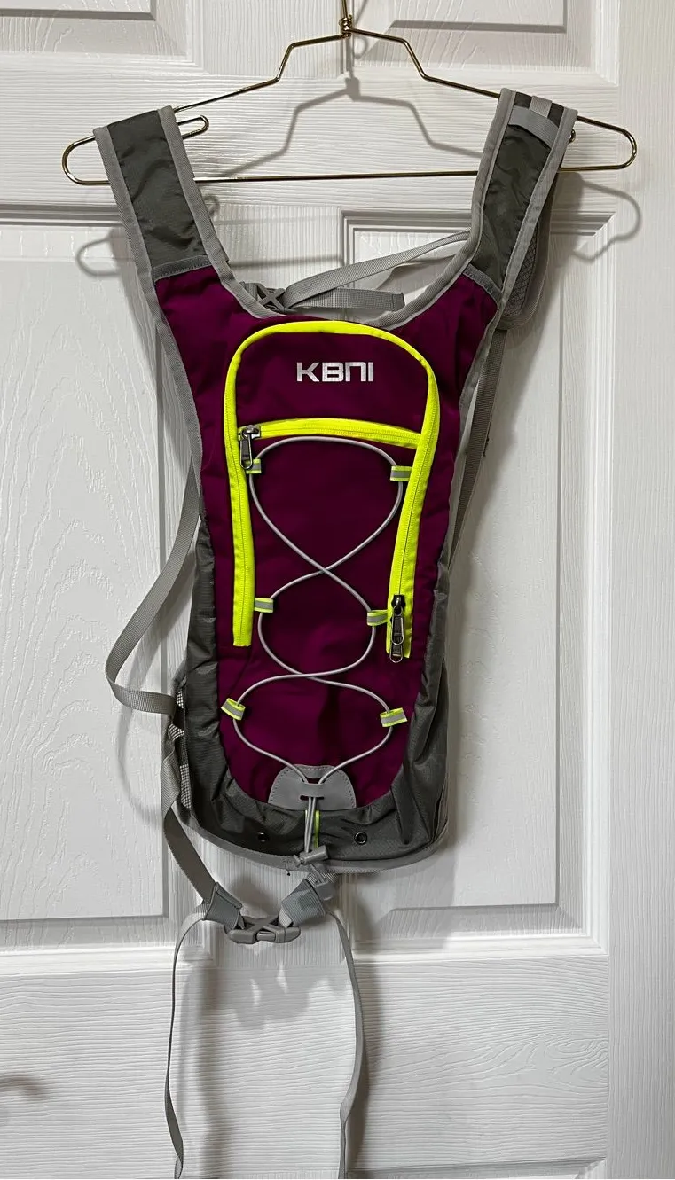 KBNI Hydration Backpack Burgundy/Gray Hiking Trail Fishing Camping Purple