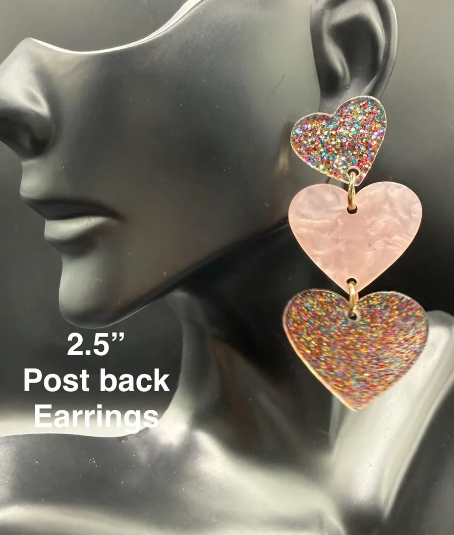 Multicolor & Pink Triple Heart Post