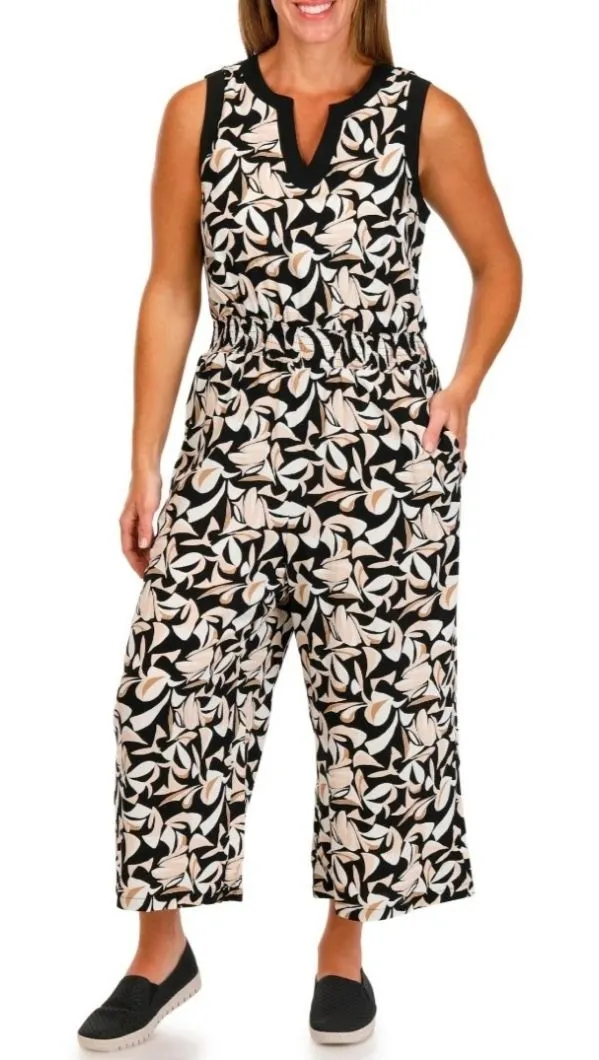 Luxology Womens Sleeveless Print Jumpsuit Size: 3X
