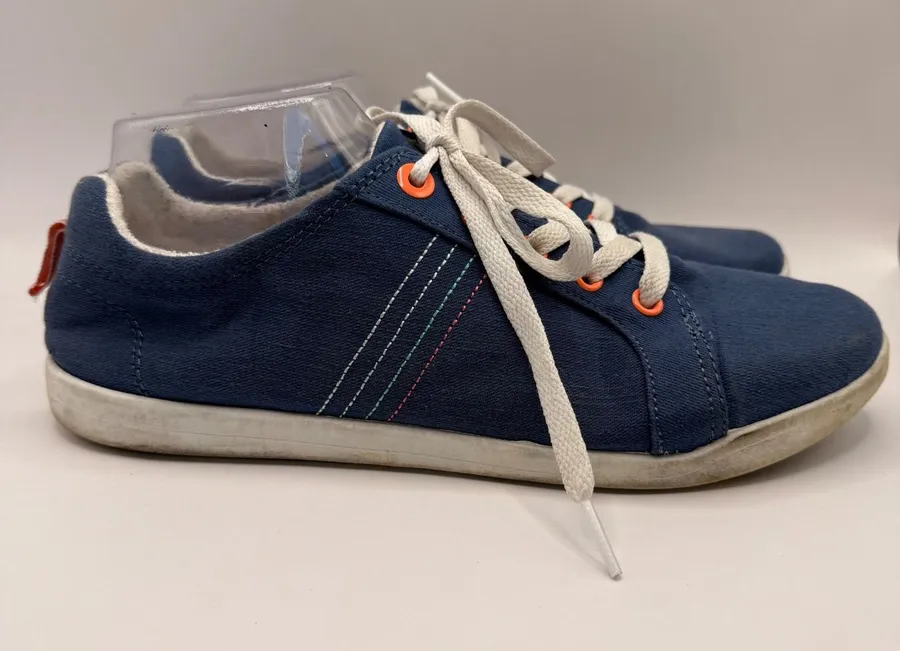 Vionic Beach Stinson Navy Blue Canvas Lace Up Sneakers Womens Size 10 Vegan