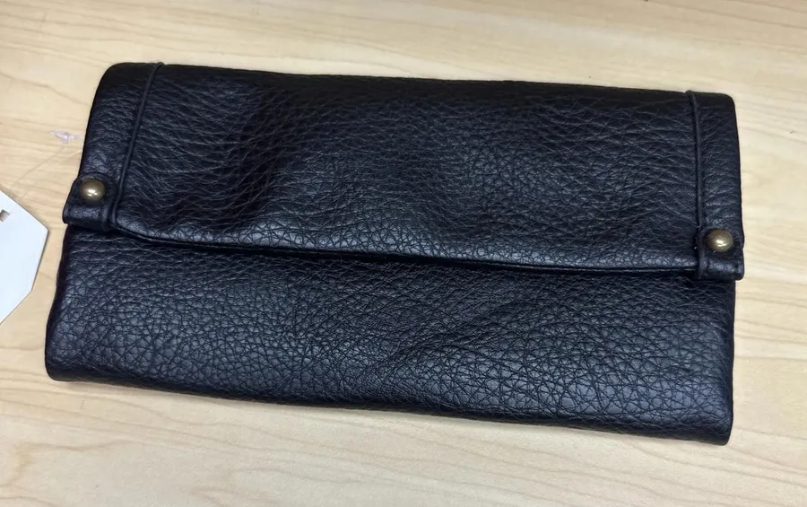 Time and Tru Black fold Accent Farrah Flap Front Soft Wallet