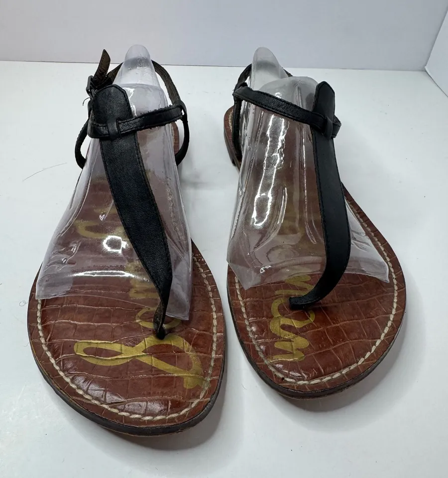 Sam Edelman Black Leather Giesle Thong Sandals Women's Size 10M