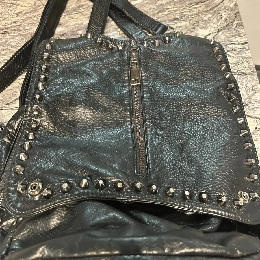 Studded Black Leather Bag