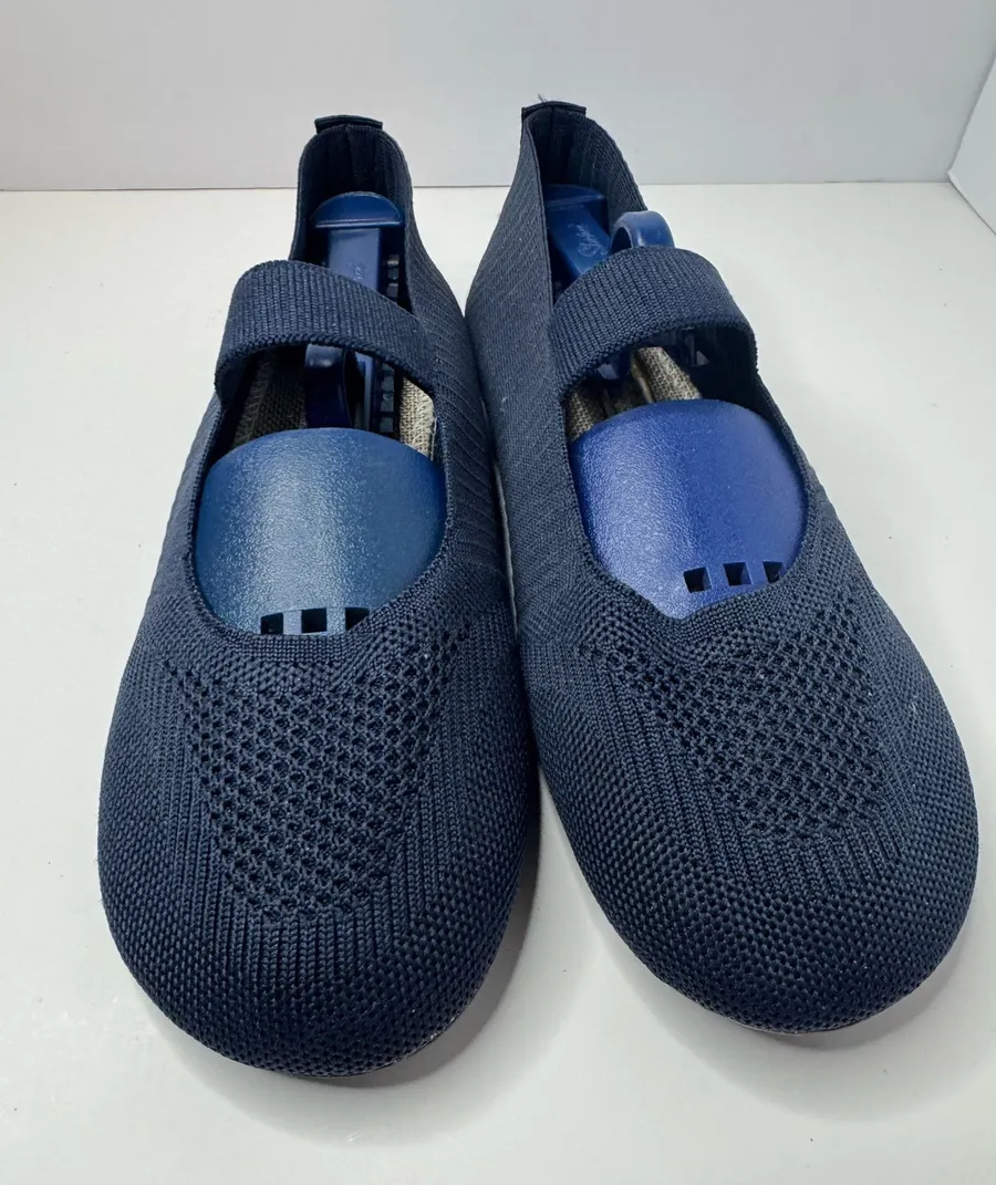 Husdnier Navy Blue Knit Mary Jane Loafers Women's Size EU41