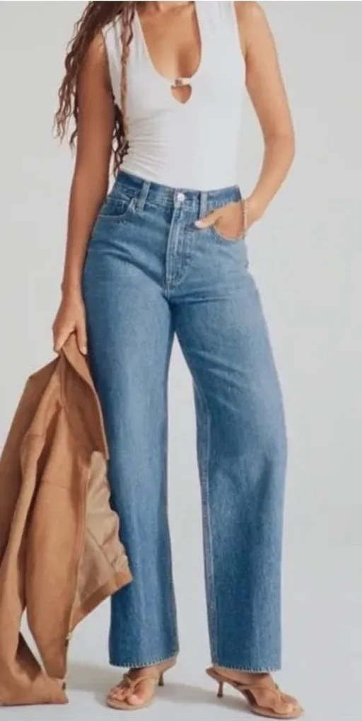 Abercrombie & Fitch High-Rise Straight-Leg Jeans - Medium Blue