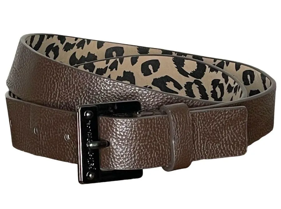 Dark Brown Belt With Leopard Interior Print 38”