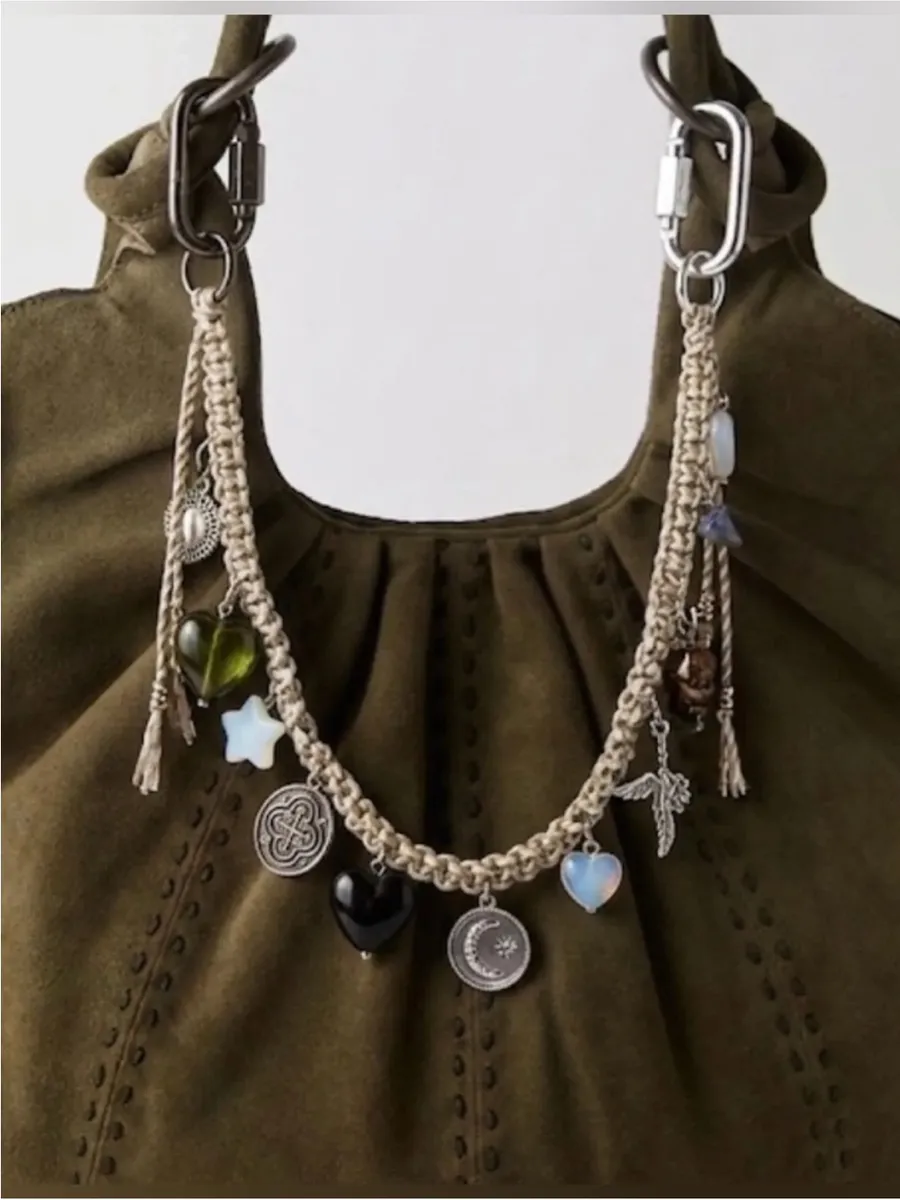 NWOT Free People Friendship Swag Charm - green neutral - one size
