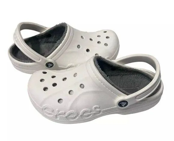 Crocs Baya Lined White Sherpa Lined Slingback Comfy Clogs M6 W8